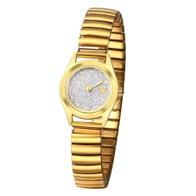 Image of JewelryWe Women&#039;s Elastic Band Watch: Round Quartz Stretch Strap Wrist Watch Gold Tone Dress Mother&#039;s Day