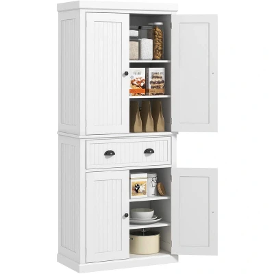Image of HOMCOM Freestanding Kitchen Storage Cabinet W/Drawers Cupboards Shelves Home White835 042V02WT