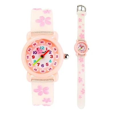 Image of Anloo Toddler Kids Children Watch,3D Cute Cartoon Silicone Band Wristwatches Time Teacher Gifts Watches for Girls Toddlers (White Sakura)