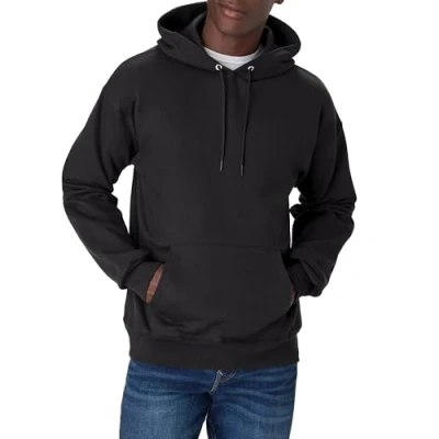 Image of Hanes Unisex Adult mensOF170Ultimate Cotton Pullover Hood Long Sleeve Hooded Sweatshirt Black XXL