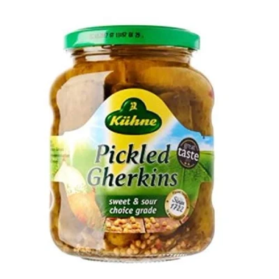 Image of Kuhne Pickled Gherkins 330g for Lovers of After Vinegar and Mustard, Have a Long Tradition at