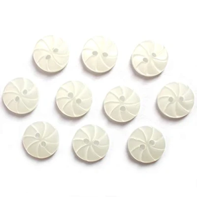 Image of Whirl Swirl 2 Hole Round Buttons 15mm Wide Pack of 10 (White)