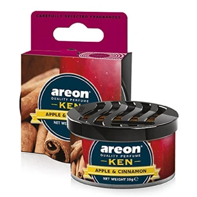 Image of Areon Ken Car Air Freshener Apple and Cinnamon Sweets Scent Tin Can Mini Home Top Up Adjustable Vented Lid 3D Multi Pack Set of 2