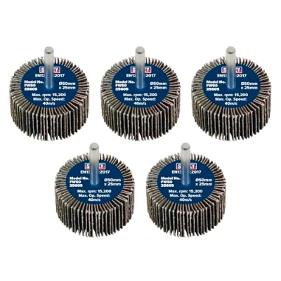 Image of Sealey Abrasive Flap Wheel Ø50 x 25mm 60Grit Ø6mm Shaft Pack of 5