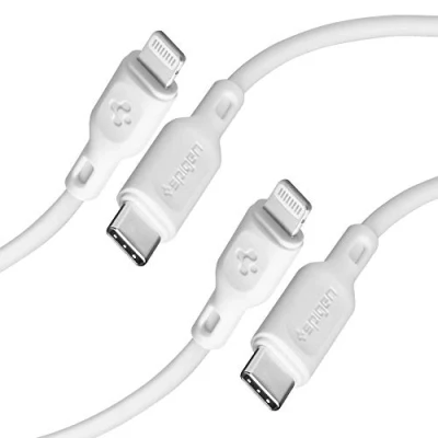 Image of Spigen DuraSync USB C to Lightning Cable Apple MFi Certified Withstands 30,000 Bends Lifetime Durability PD Charger Fast Charging for iPhone 12 Pro Max Mini 11 SE 2020 X XS XR 8 Plus iPad Air AirPods