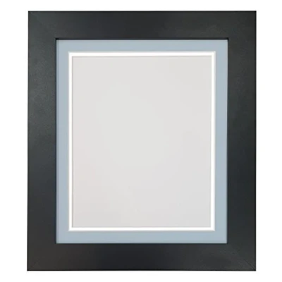 Image of Metro Black Photo Picture Poster Frame with Double Blue on White Mount 40 x 30 inch for Image Size A1