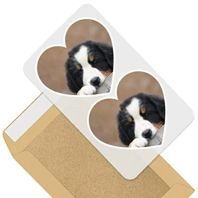 Image of Awesome 2 x Heart Stickers 10 cm Cute Bernese Mountain Dog Puppy Fun Decals for Laptops,Tablets,Luggage,Scrap Booking,Fridges #44758