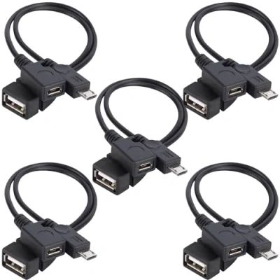 Image of [5 Pack] USB OTG Cable for Firesticks 4K/4K Max/Cube/lite/2nd Gen. Universal Micro Power Enabled Adapter Android Devices Samsung, LG, HTC, 6 Inch