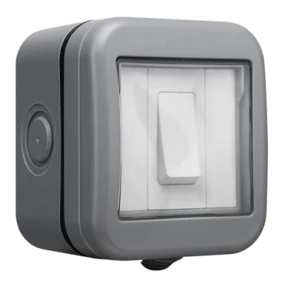 Image of BG Electrical Outdoor Single Wall Switch, Weatherproof, Grey, 13A, IP55 Rated, WPB12
