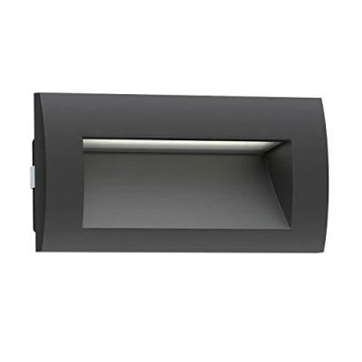 Image of ledscom.de LED recessed Wall Light ZIBAL, Downlight for Outdoors, IP65, Black matt, 140 x 70mm, 3.3 W, 209lm, Warm White, recessed, Exterior Wall, House Terrace, Garden, Balcony, carport,