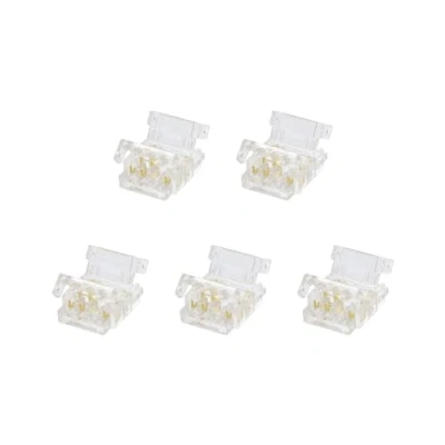 Image of G.W.S® Solderless Strip to Wire Straight Connectors, for 10mm Wide 3 Pin CCT/Pixel LED COB Lights, Pack of 5