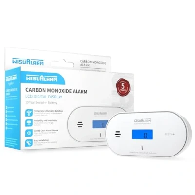 Image of Carbon Monoxide Detector, 10 Years Sealed Battery, Monoxie Alarm, With Temperature and Humidity Detection LCD Display, Alarms for Home