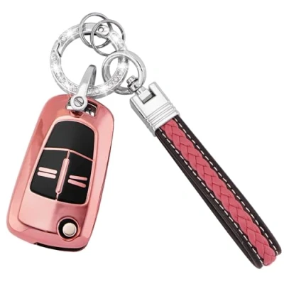 Image of Koaudb TPU Car Key Cover Cases Keychain Compatible with 2 Buttons Vauxhall Opel Corsa Astra Vectra Zafira Signum Meriva Tigra Insignia Combo Flip Folding Shell Fob Case (CL Opl 2F PK)