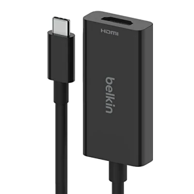 Image of Belkin USB Type C to HDMI 2.1 Adapter, Tethered 4.33in Cable with 8K@60Hz, 4K@144Hz, HDR, HBR3, DSC, HDCP 2.2, IF Certified for Chromebook, Macbook, iPad Pro and other Devices