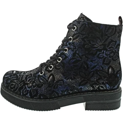Image of Rieker Womens Royal Blue Shiny Ankle Boot (Black Navy, UK Footwear Size System, Adult, Women, Numeric, Medium, 3)