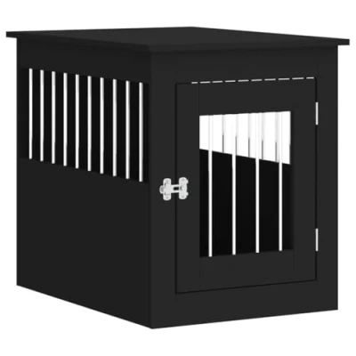 Image of vidaXL Dog Crate Furniture with Lockable Door for Medium and Large Dogs Dual Purpose Kennel End Table Black Engineered Wood Steel
