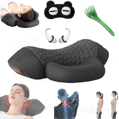 Image of Artuvate Fisiorest 3 in 1 Neck Massager Pillow, Core Hero Massage Deep and Relaxation, with Heat, Traction for Sleep Aid, Relieve Muscle Tension