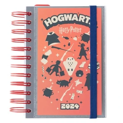 Image of Grupo Erik Harry Potter 2024 Day To Page Diary January / December Weekly Planner With Stickers &amp; Pocket Bookmark Gifts