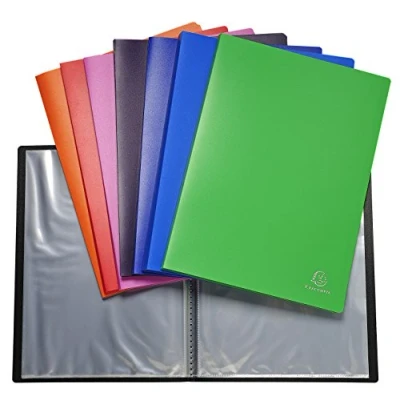 Image of Exacompta Ref 8820E Semi Rigid PP Display Book Suitable for A4 Documents, Wipe able Cover, 500 Micron Polypropylene, 20 Pockets, 40 Viewing Pages Assorted Colours (Pack of 10)
