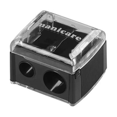 Image of Manicare Dual Cosmetic Pencil Sharpener, For Large and Small Lip, Eye Brow Pencils, Eyeliner, Lip Liner, Catches Shavings, Makeup Tool, Duo, Easy To Clean, Eliminates Mess