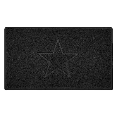 Image of Nicoman Star Embossed Shape Entrance Door Mat Dirt Trapper Jet Washable Doormat Drainage Outdoor Use Only (Medium, Black, 75 x 440cm)