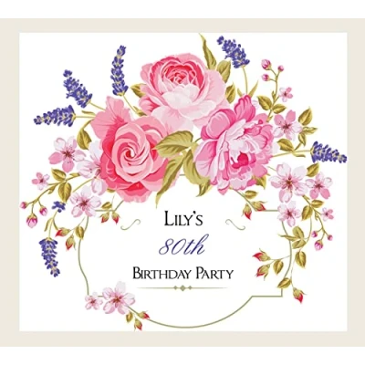 Image of Dotty about Paper Personalised 80th Birthday Invitations Rose &amp; Lavender Border Pack of 10