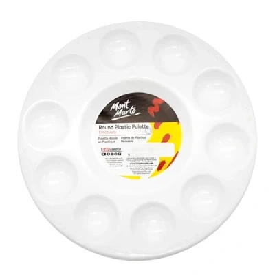 Image of MONT MARTE Paint Palette Round 17cm Ideal Artist for Gouache, Acrylic and Watercolours with a total of 11 Mixing Wells