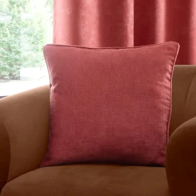 Image of Fusion Terracotta Cushion (43 x 43cm) Filling Included Piped Edge Matching Curtains Available Orange with Cover Included/Cushion Insert Strata Collection