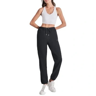 Image of DKNY Women&#039;s Jeans Casual Mid Rise Logo Joggers Sweatpants, Deep Black, S