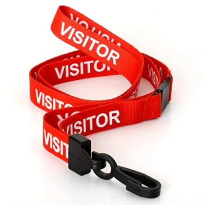 Image of CKB LTD Visitor LANYARDS Breakaway Safety Lanyard Neck Strap Swivel Plastic Clip for ID Card Holder Pull Quick Release Design (Pack of 100, Red)