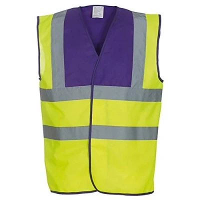Image of Yoko Unisex Premium Hi Vis Waistcoat Vest / Jacket (L) (Hi Yellow/Purple)