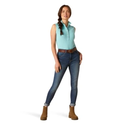 Image of Ariat Prix 2.0 Womens Sleeveless Polo Shirt Marine Blue XS