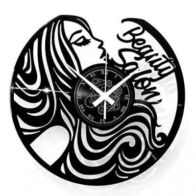 Image of Instant Karma Clocks Vinyl Wall Clock Gift for Hairdressers Beauty Salon Hairstyle Barber Shop Woman, Decor, 33 Turns