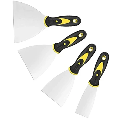 Image of KZXXZH Wallpaper Scrapers, 1.5&#039;&#039;, 3&#039;&#039;, 4&#039;&#039;, 5&#039;&#039; Wide Putty Knife Set, Metal Spackle Knives Paint Tools for Wallpaper/Decals/Drywall Finishing/Plaster Scraping (4 Pack)