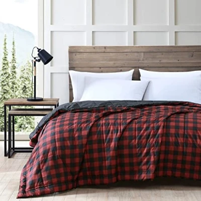 Image of Eddie Bauer Twin Blanket, Lightweight Reversible Bedding, Buffalo Plaid Home Decor for All Seasons (Red/Black, Twin)