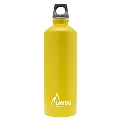 Image of LAKEN Futura Water Bottle with Narrow Mouth, Single Wall Lightweight Aluminum BPA Free, Leak Proof Screw Cap, 0.75L, Yellow