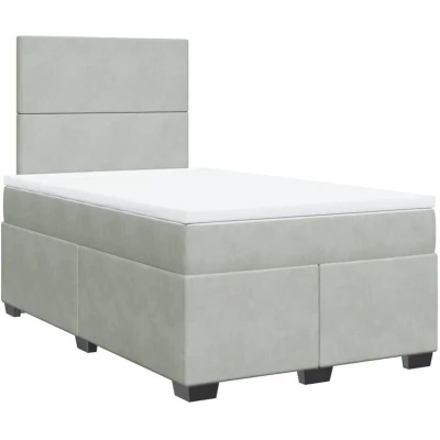 Image of vidaXL Box Spring Bed with Mattress Light Grey 120x190 cm Small Double Velvet