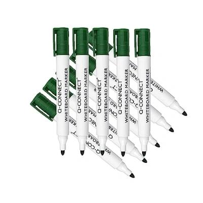 Image of Q Connect Drywipe Marker Pen Green (Pack of 10)