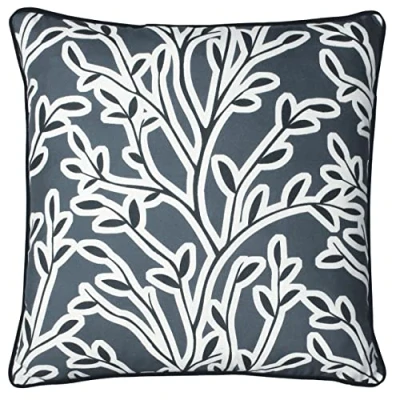 Image of furn. Annika Abstract Floral Feather Filled Cushion Navy One Size