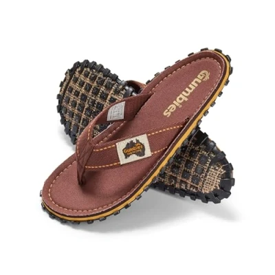 Image of Gumbies Islander Unisex Flip Flops, with Supersoft Cotton Toe Post and Durable Recycled Rubber Sole Comfort Guaranteed Classic Brown 7