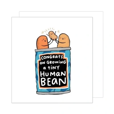 Image of Edition Seidel Premium Square Birth Greeting Card with Envelope Baby Billet Hello Boy Girl Human Bean Funny Humor (EQ115 SW024)