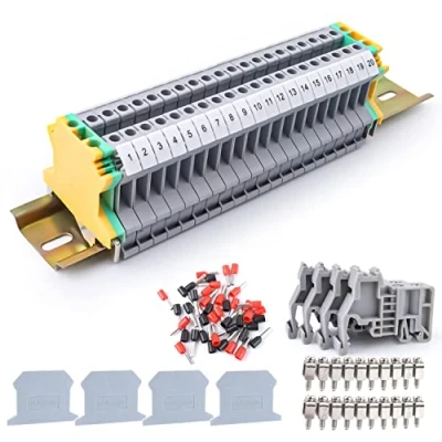 Image of DIN Rail Connectors, Her Kindness Terminal Blocks Kit UK 2.5B Universal Class Kit, for DIY, Suitable Garage Renovation, Automation Projects