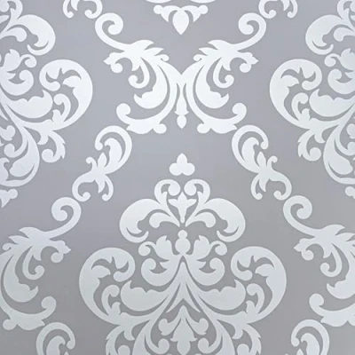 Image of SOPHIE LAURENCE Silver Floral Damask Wallpaper Metallic Finish, Vintage Style, Paste The Paper, Washable 0.53m x Sample
