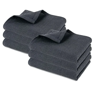 Image of Pagnanno Hotel Quality Kitchen tea Towels &amp; Waffle Weave towel Professional Cotton 45x70cm Absorbent Fast Drying Dish Towels, and Bar (Pack of 6 (45x70cm), Charcoal)