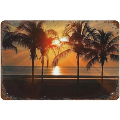 Image of Metal Tin Signs Vintage Funny alms On The Beach,Sunset Sign Wall Decor Design Home Bedroom Gift 8x12 Inches