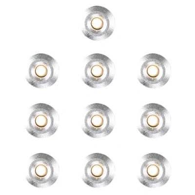Image of MiniSun Pack of 10 15mm Warm White LED Round Garden Decking/Kitchen Plinth Lights Kit IP67
