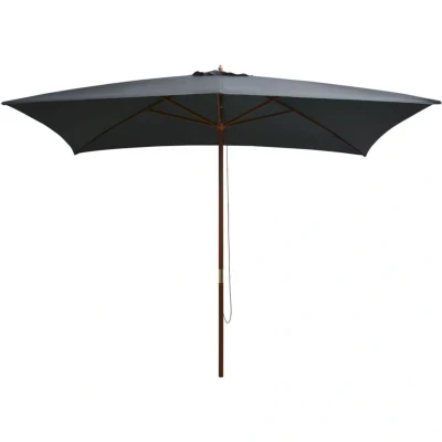 Image of vidaXL Garden Parasol with Wooden Pole 200x300 cm Anthracite