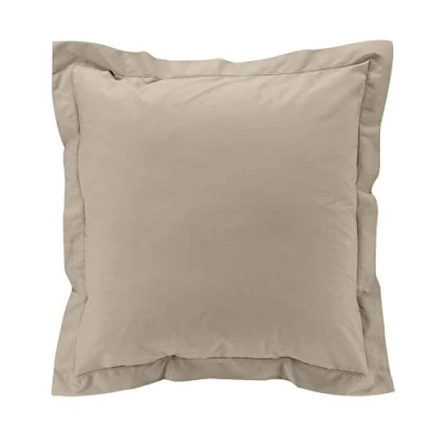 Image of douceur d&#039;intérieur, Percale Sand 100% Cotton Cushion Cover with Raised Seam