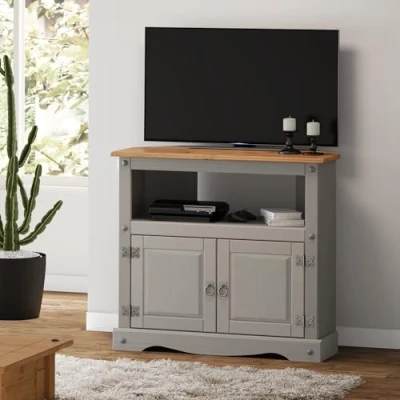 Image of Mercers Furniture Trade Corona Grey Wax Corner TV Unit