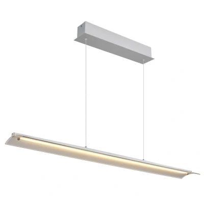 Image of Muriella Bar Pendant Ceiling Light Aluminium Brushed Clear Glass Shade LED 3000K